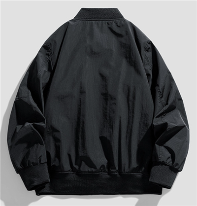 Mens black bomber jacket back