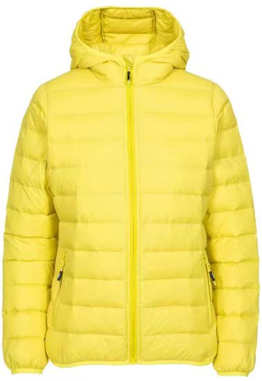 DAMEN-DAUNENJACKE MIT KAPUZE GELB