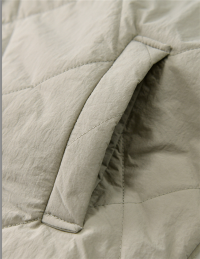 Womens quilted button up jacket pocket