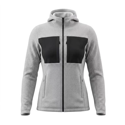 Outdoor-Mittelschichtjacke mit Kapuze aus Waffelstrick